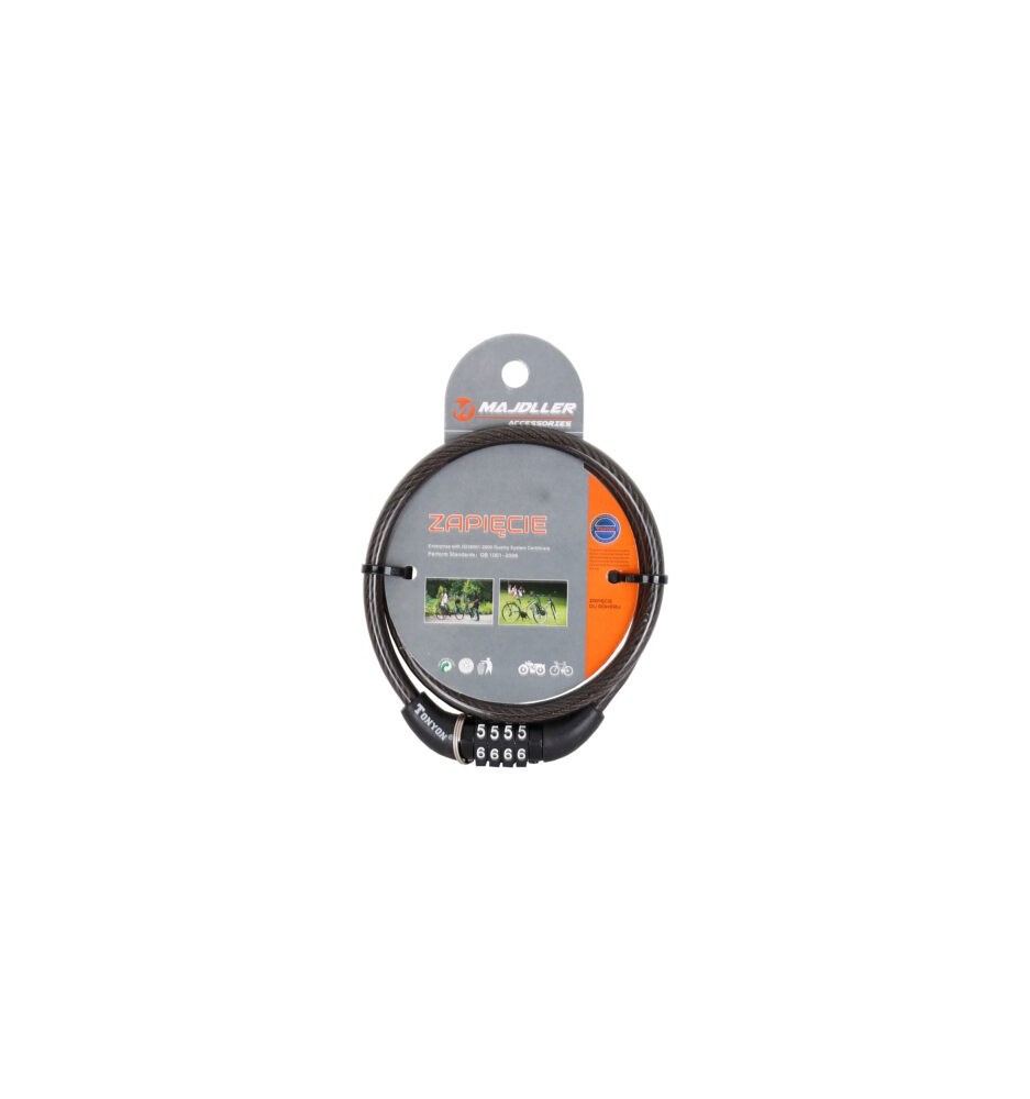 Zapięcie rowerowe pętla TY445 8x650 mm szyfr czarne | 2rowery.pl