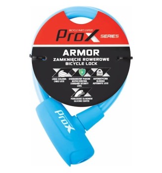Zamknięcie rowerowe ProX Armor pętla 12x600 mm niebieskie silikon, 2 kluczyki | 2rowery.pl