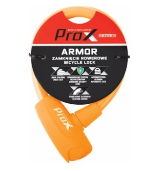 Zamknięcie rowerowe ProX Armor pętla 12x600 mm pomarańczowe silikon, 2 kluczyki | 2rowery.pl