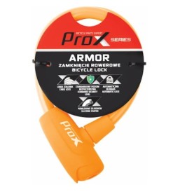 Zamknięcie rowerowe ProX Armor pętla 12x600 mm pomarańczowe silikon, 2 kluczyki | 2rowery.pl