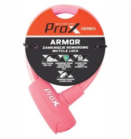 Zamknięcie rowerowe ProX Armor pętla 12x600 mm różowe silikon, 2 kluczyki | 2rowery.pl