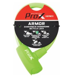 Zamknięcie rowerowe ProX Armor pętla 12x600 mm zielone silikon, 2 kluczyki | 2rowery.pl